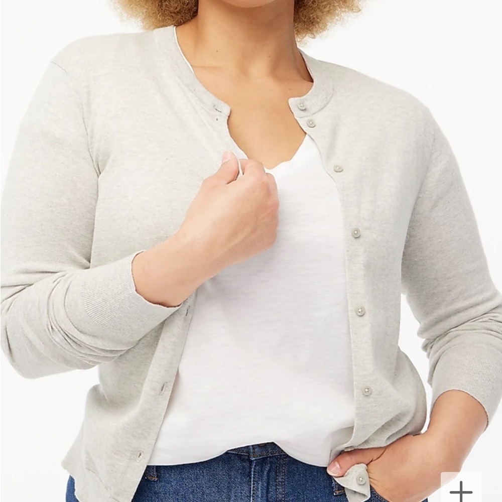 J crew heather dusk Classic cotton cardigan sweater